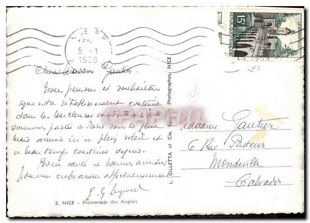 Vista da Promenade des Anglais em Nice — L. Gilletta e Cie, NICE — n° 06 - Verso