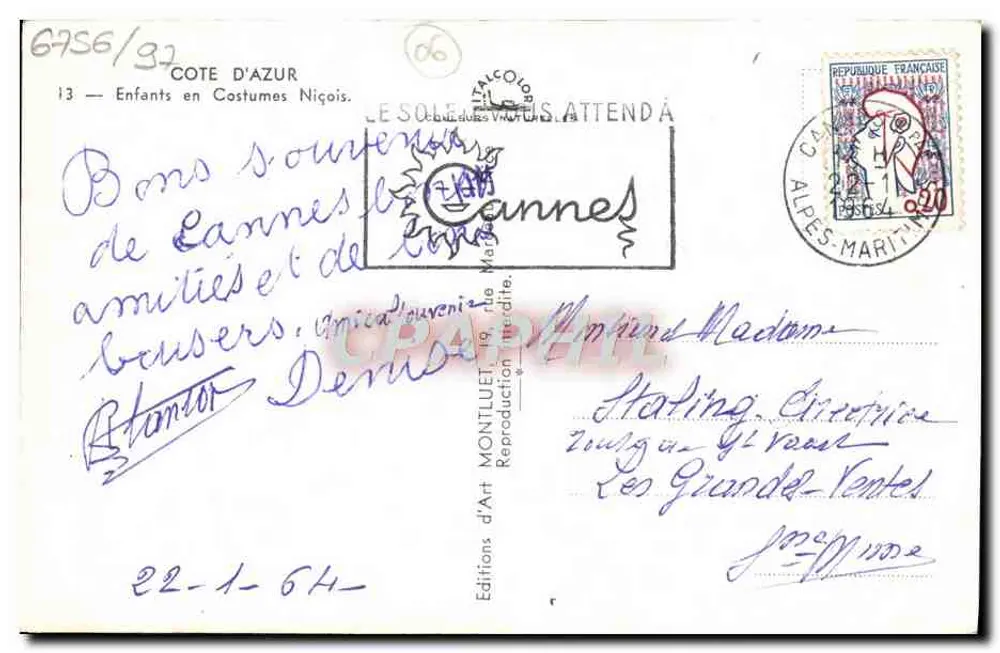 Kinder in Nice-Kleidung — 13 — Editions d'Art Montluet, Cannes - Rückseite