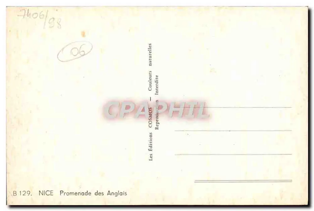 Nice — Promenade dos Ingleses — Edições COSMOS - Verso