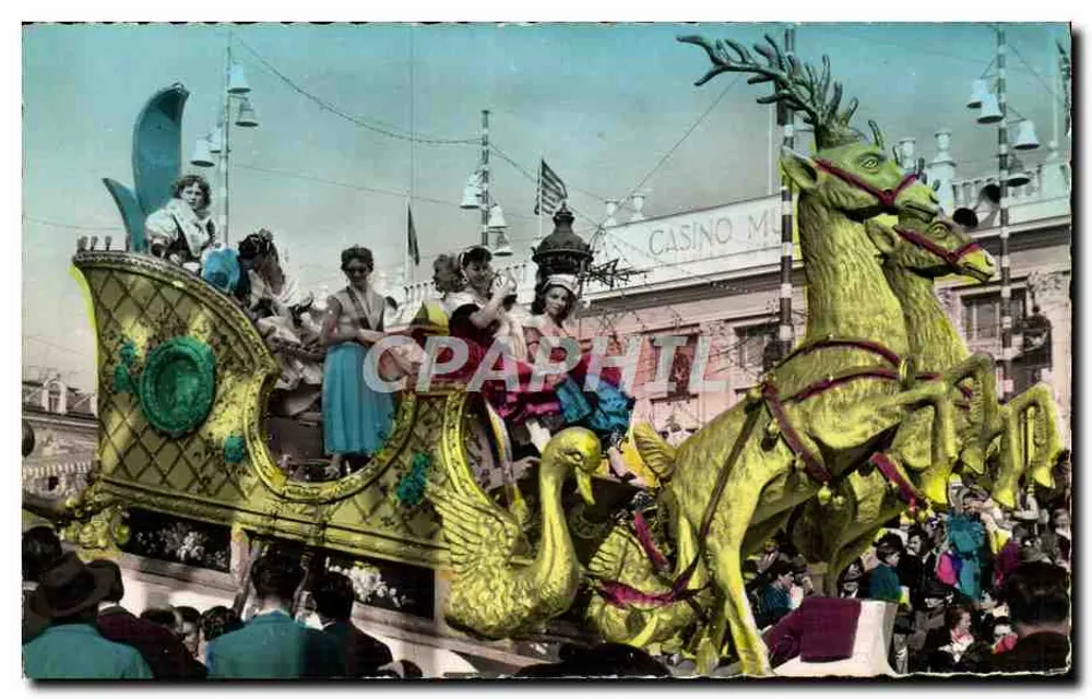Carnaval de Niza — Carro de las Reinas del Folklore — Ed. de Cluniez - Anverso