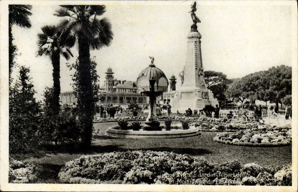 Jardín de Alberto I y Monumento del Peregrinador — Niza — Editor Wunder - Anverso