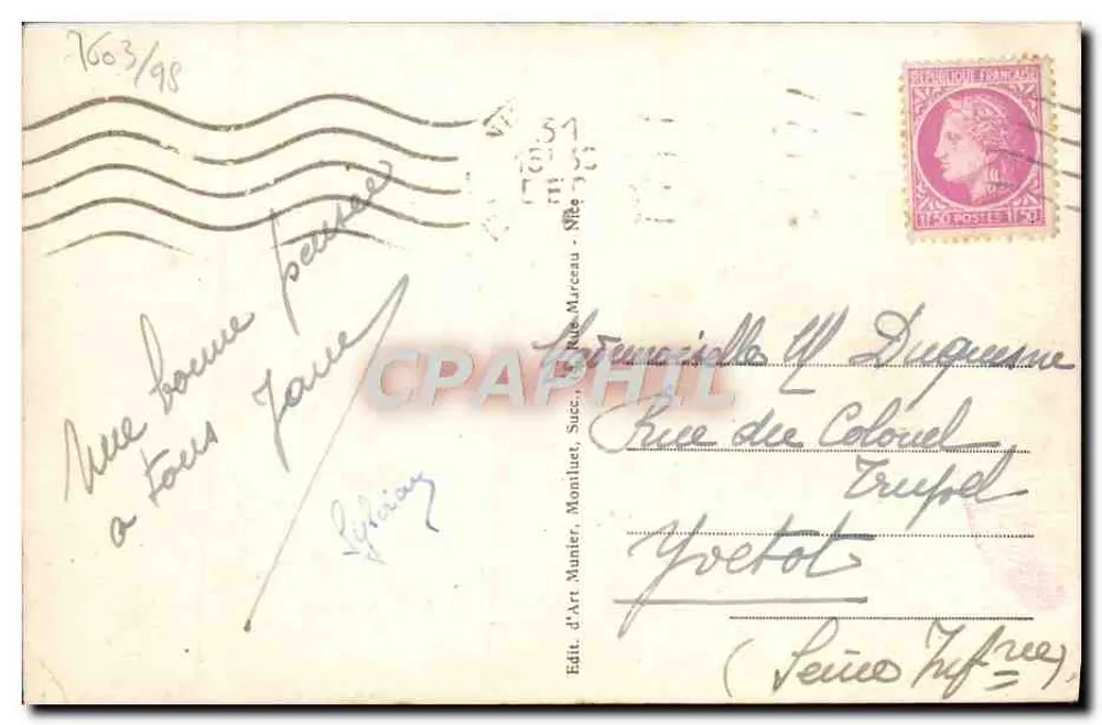 Jardín de Alberto I y Monumento del Peregrinador — Niza — Editor Wunder - Reverso