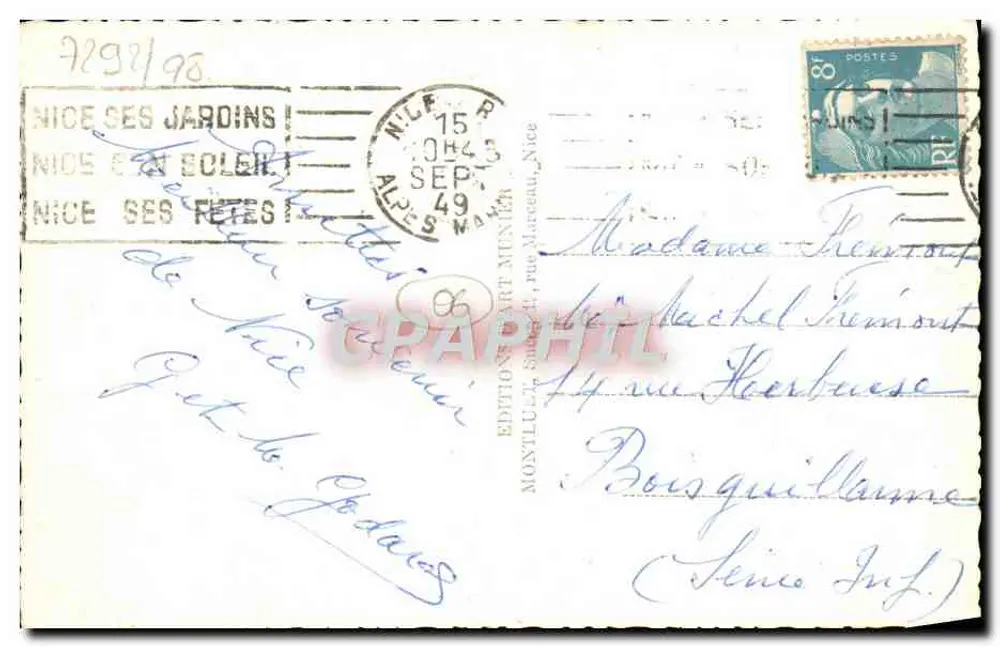 Nice — Le Château et le Mont Boron — Éditeur MURIERA, n° 306 - Verso