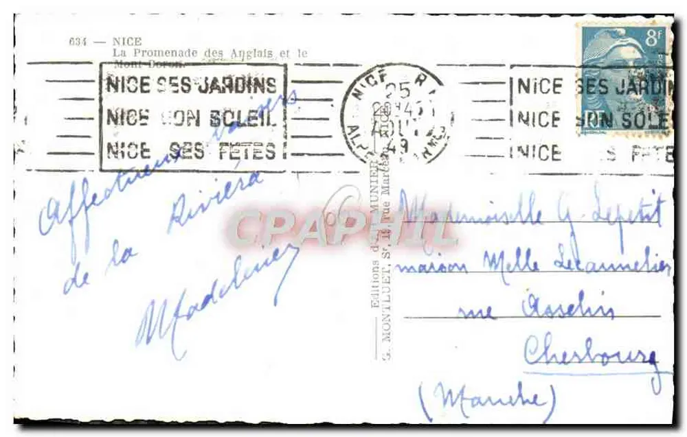 Nice — Promenade dos Ingleses e o Monte Boron — Edições S. Montillet - Verso