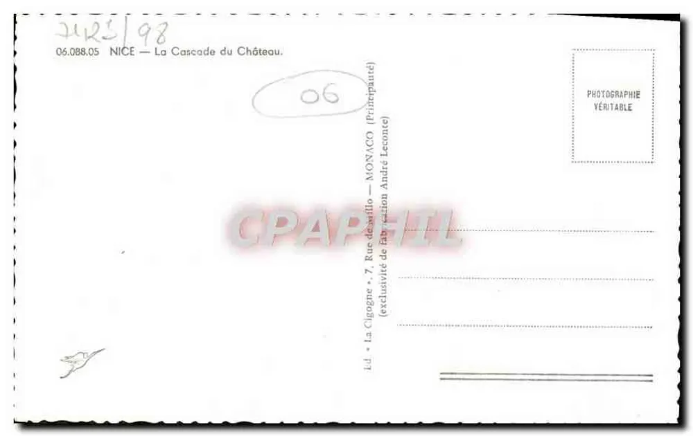 Cascata do Castelo — Principado de Mônaco — André Leconte - Verso