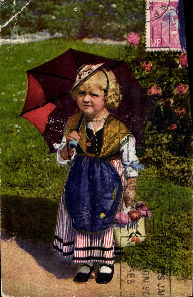 Petite fille avec parapluie — scène de jardin — éditeur ADIA, n° 7729/99 - Vorderseite