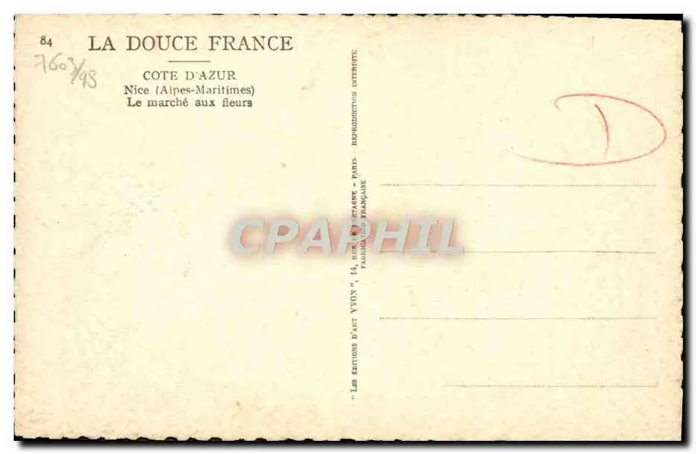 Nice (Alpes-Maritimes) — A feira de flores — Edições de Arte VVON - Verso