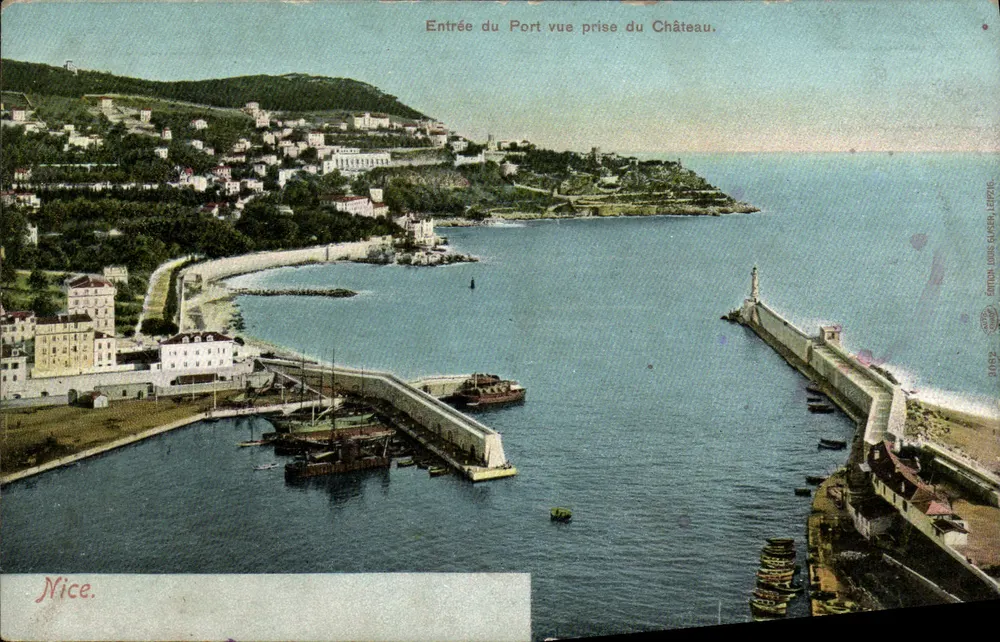 Eingang zum Hafen, Aufnahme vom Schloss — Nice — Edition Louis Glacier, Leppzig - Vorderseite