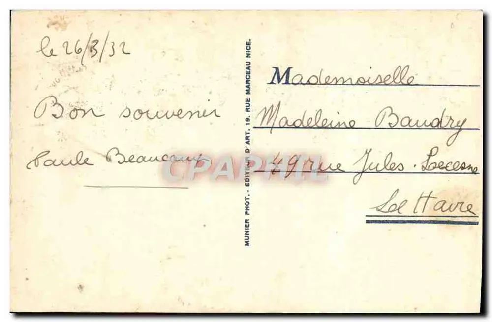 Nice - A Dique-Promenade e o Jardim Albert Ier — R. M. — Editor Munier Phot. Nice - Verso