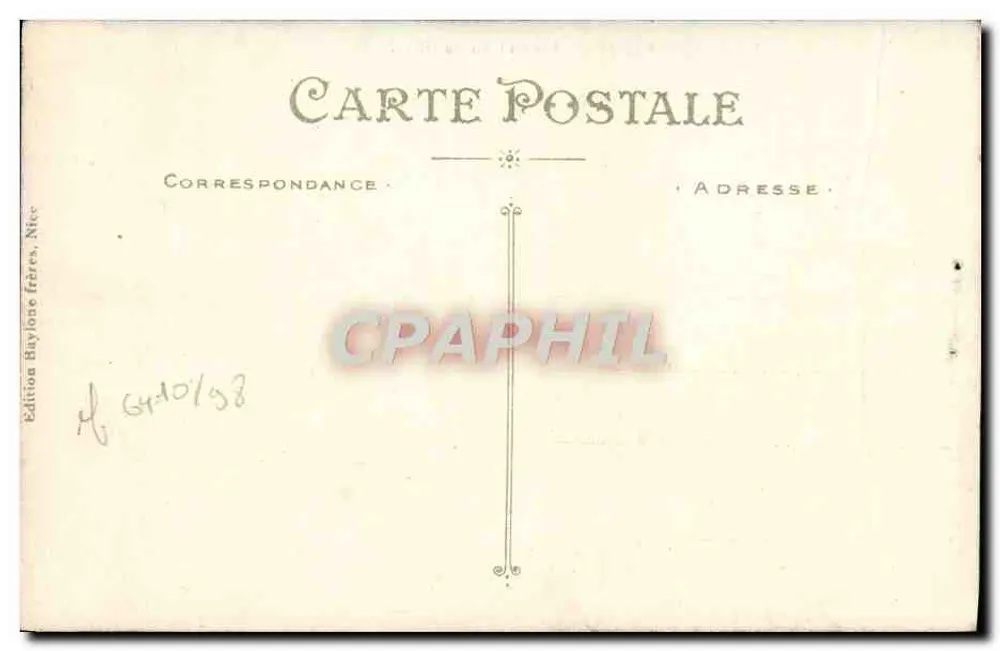 Nice — Rauba Capeu — Térasse du Soleil — B.F. — Édition Baylone frères, NICE — n° 115 - Verso
