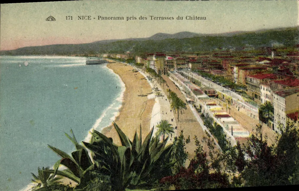 NICE - Panorama tomado desde las Terrazas del Castillo — editor desconocido, n.º de serie 171 - Anverso