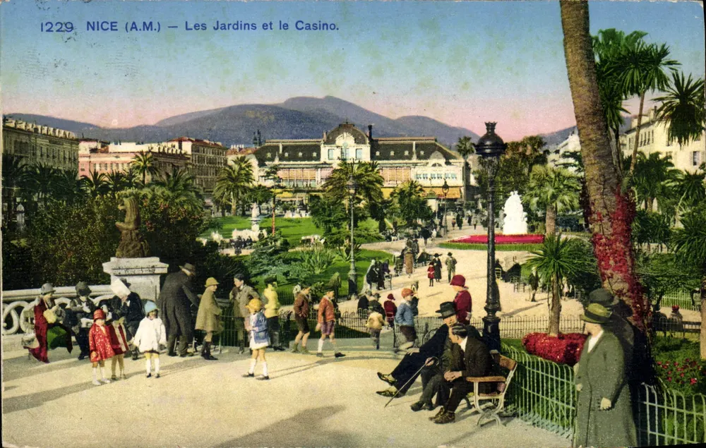 Nice (A.M.) — Os Jardins e o Casino — série 1229 - Frente