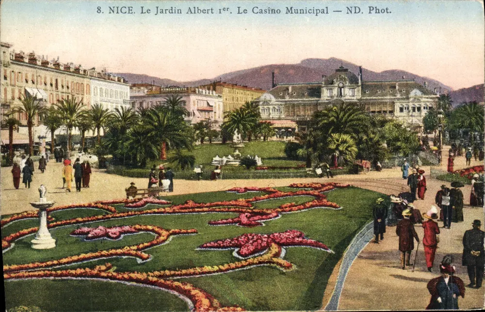 Nizza. Garten Albert I. Gemeindekasino — ND. Foto. - Vorderseite