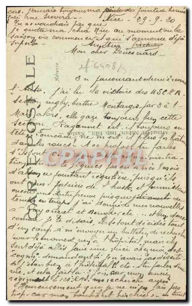 Nice — Hotel do Parque Imperial — editor desconhecido, n° de série 103 - Verso
