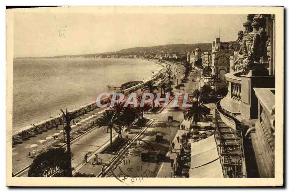Côte d'Azur Artistique — Vista Geral da Promenade des Anglais — J. Gilletta e Cie, n°72 - Frente