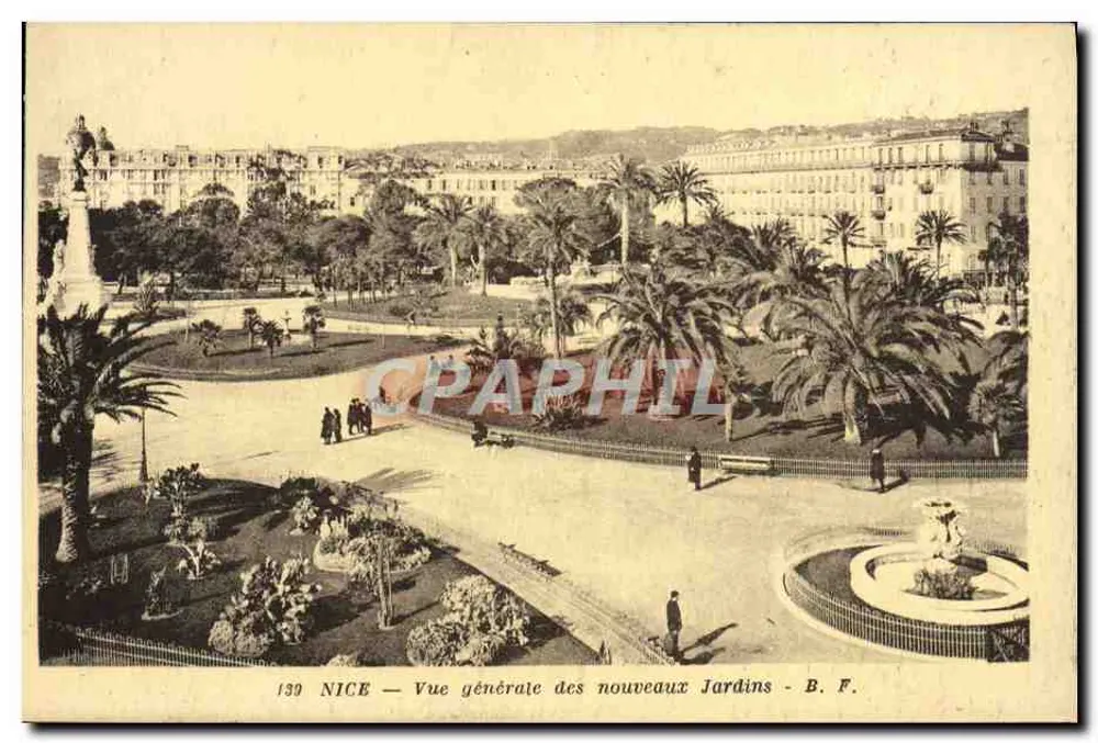 Nice — Allgemeiner Blick auf die neuen Gärten — B.F. — Edition byrone frères, Nice - Vorderseite