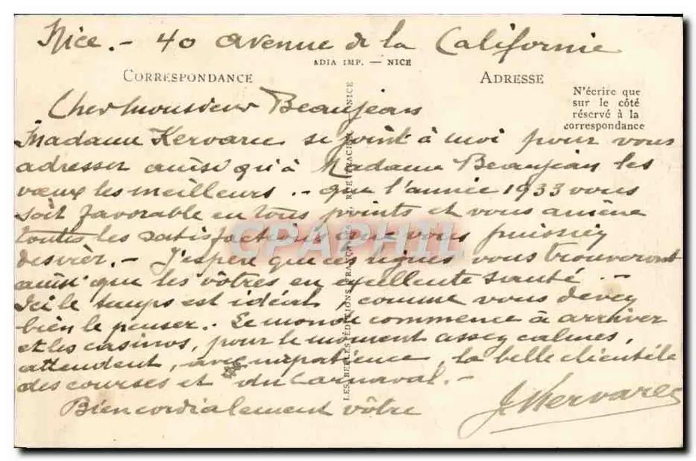 NICE — A Promenade des Anglais — LL — n° 372 - Verso
