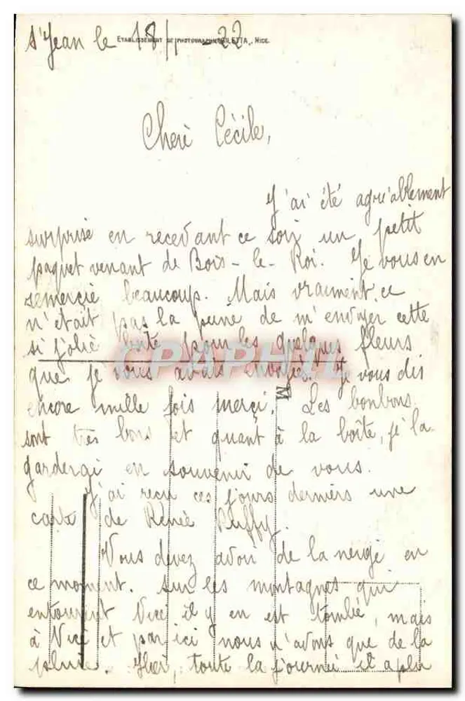 Nice - Rochers do Castelo — Edição Gélatin, n° 61 bis - Verso