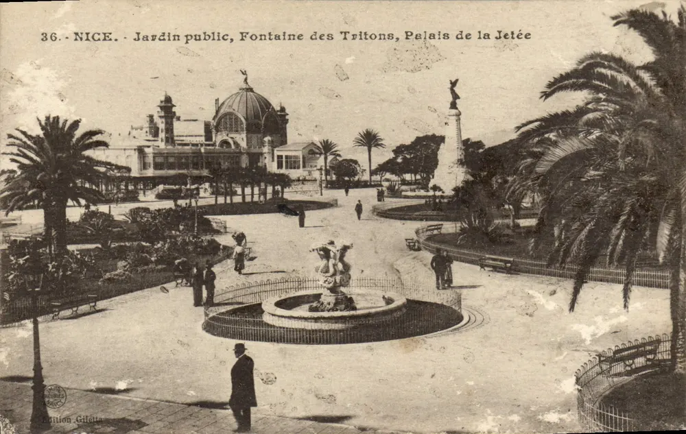 Nizza - Öffentlicher Garten, Fontaine des Tritons, Palast der Jetée — Édition Gilletta, n°36 - Vorderseite