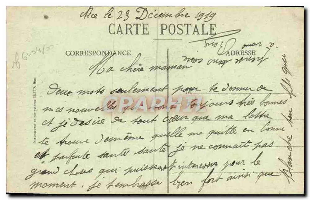 Nizza - Öffentlicher Garten, Fontaine des Tritons, Palast der Jetée — Édition Gilletta, n°36 - Rückseite