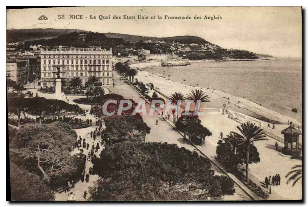 Nice - Der Quai des États-Unis und die Promenade des Anglais — Verlag: Cie Alsacienne des Arts Picto-Mécaniques, Nr. 58 - Vorderseite