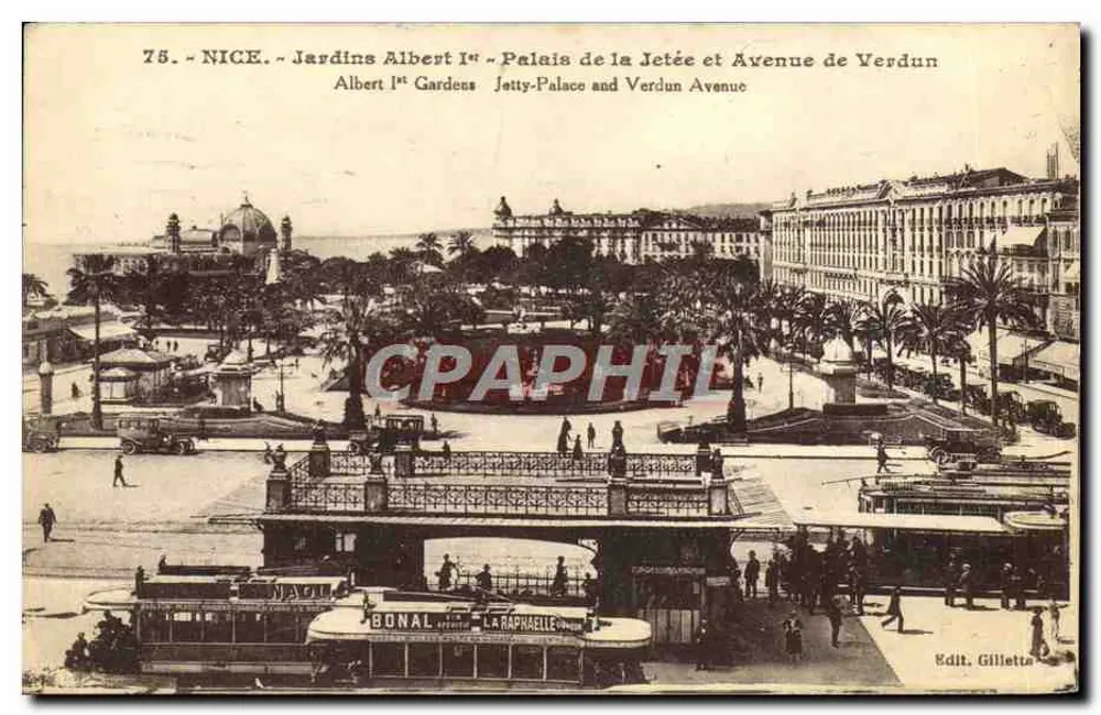 Nice - Jardins Albert Ier - Palast der Jetée und Avenue de Verdun — Edit. Gilletta n°75 - Vorderseite