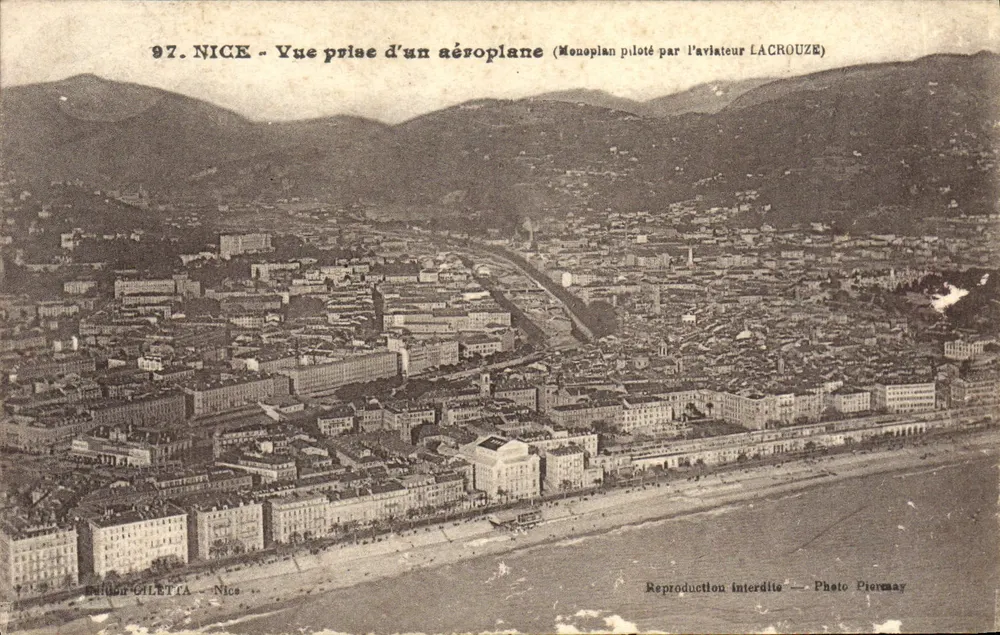 NICE - Widok z samolotu (monoplan pilota Lacrouze) — Foto Pievenay — N° 97 - Awers
