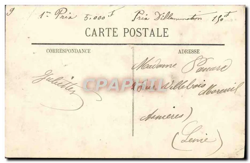 Carnaval de Nice 1908 — Cour de Cirque — Éditeur C. P. S., Paris - Verso