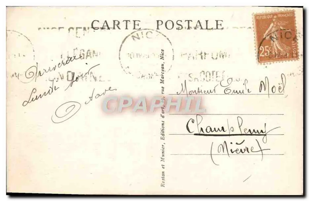 Nice - Jardim Albert Ier - RM - Rostan e Munster - Verso