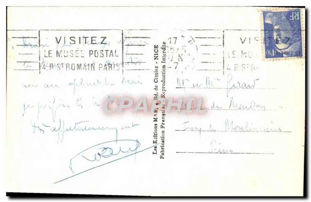 Nice - A Cascata do Castelo — Éditions M.A.K. de Cimiez, n° E14 - Verso