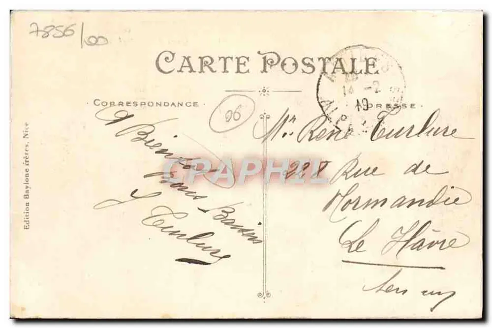 Nice - Quai des États-Unis — vue du quai avec palmiers et bateaux, éditeur B.F. n°109 - Verso