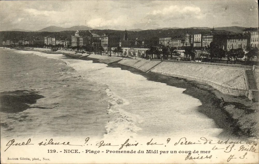 Nice - Praia - Promenade du Midi sob um ataque do mar — Edição Giletta, fot., Nice, n°129 - Frente