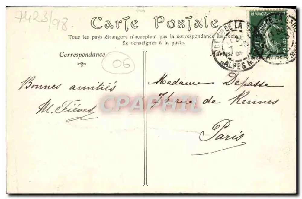 NICE — Ruines du Château — éditeur impr. sur la carte, n° 595 - Rewers