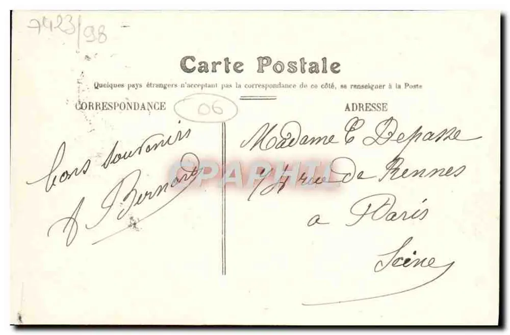 Nizza — Abfahrt des Corsica-Mails — Sonderausgabe 'An die Damen Frankreichs' - Rückseite