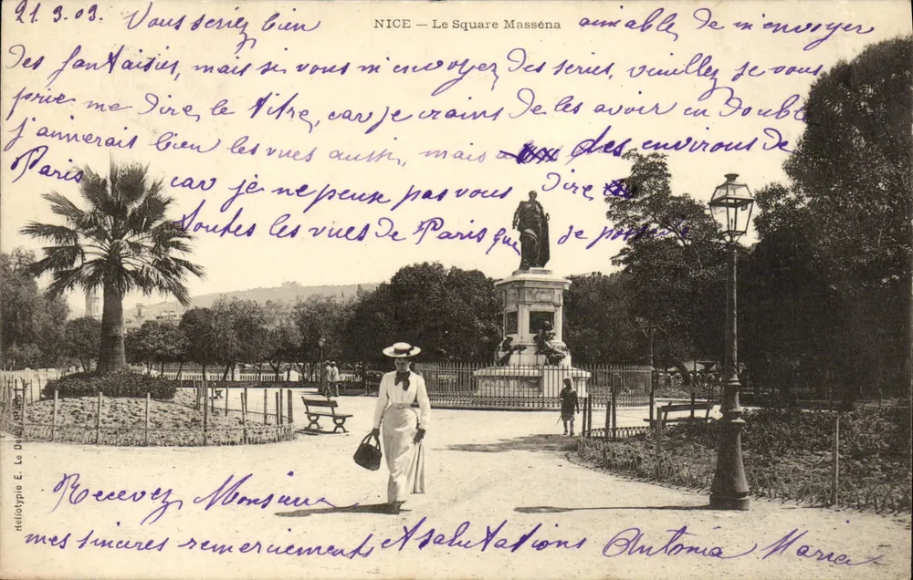 NICE — O Square Masséna — Héliotypie E. Le Dalle - Frente