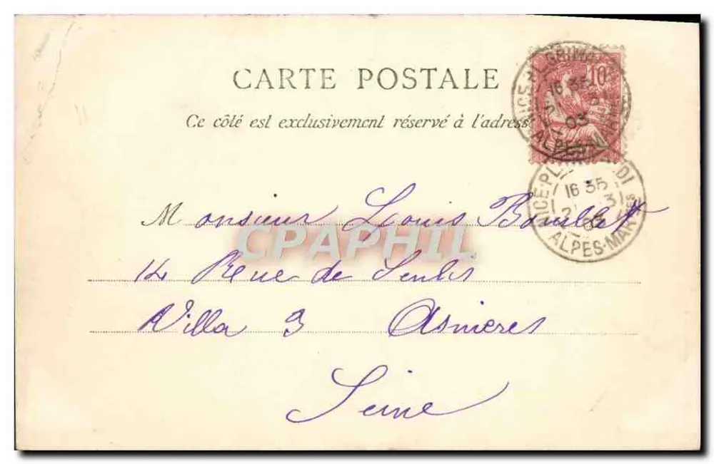 NICE — O Square Masséna — Héliotypie E. Le Dalle - Verso