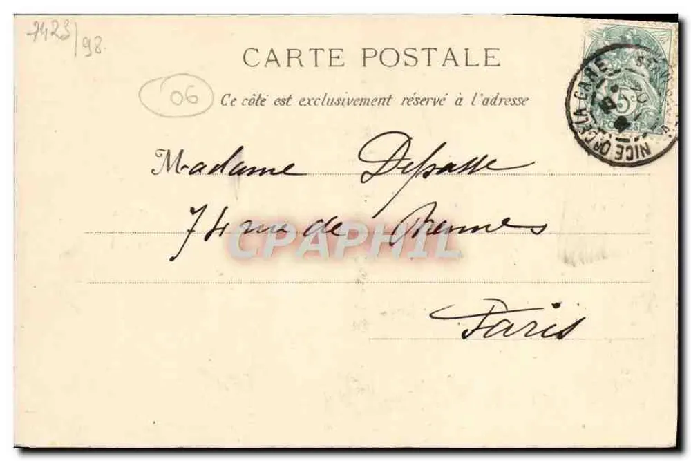 Carnaval de Nice 1904 — S. M. Carnaval XXII sob seu Palácio — Edição Guetta Priot Nice - Verso