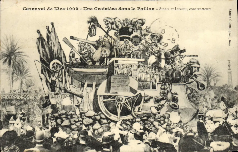 Karnawał w Nicei 1909 — Wycieczka po Paillon — Sidro i Lunghi, producenci - Awers