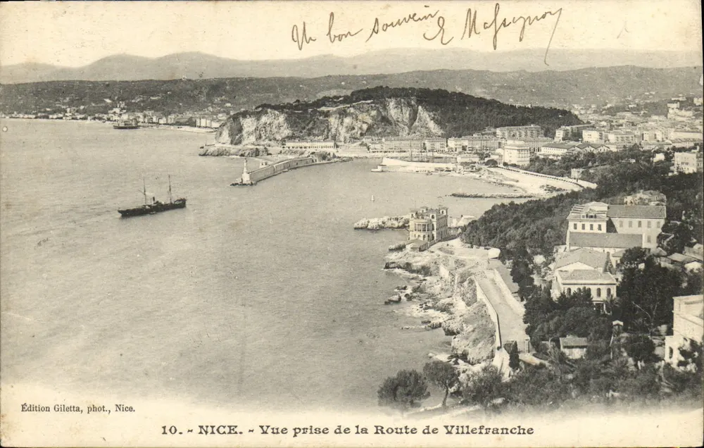 NICE — Vue prise de la Route de Villefranche — Édition Giletta, phot. Nice, n°10 - Recto