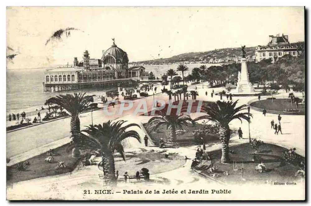 Nizza — Palazzo della Jetée e Giardino Pubblico — Edizione Giletta n°21 - Recto