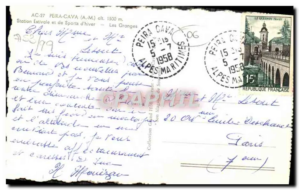 Peira-Cava (A.M.) — Estação Estival e de Esportes de Inverno — Les Granges — AC-27 - Verso
