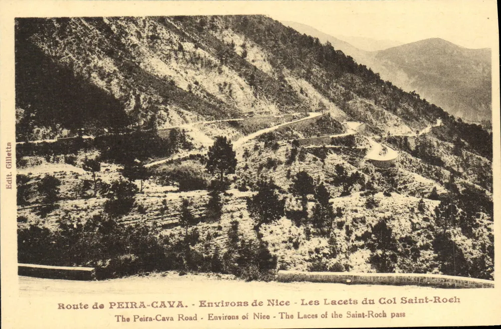 Route de PEIRA-CAVA - Umgebung von Nice - Die Kurven des Col Saint-Roch — J. Gilletta, Nice - Vorderseite