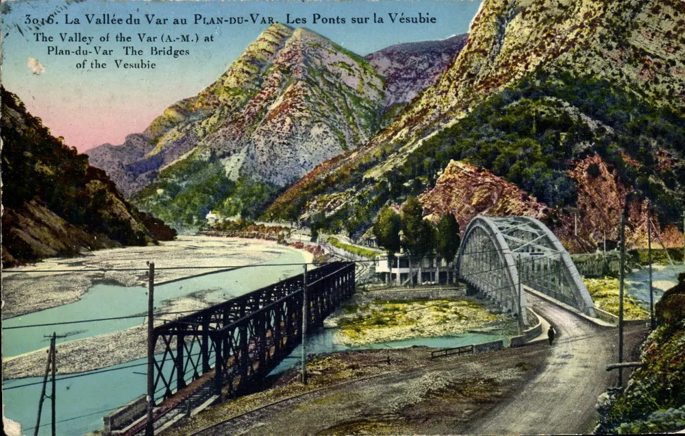Die Schlucht des Var in Plan-du-Var — Die Brücken über die Vésubie — Sauvain & Bavier, Nizza, Nr. 3016 - Vorderseite