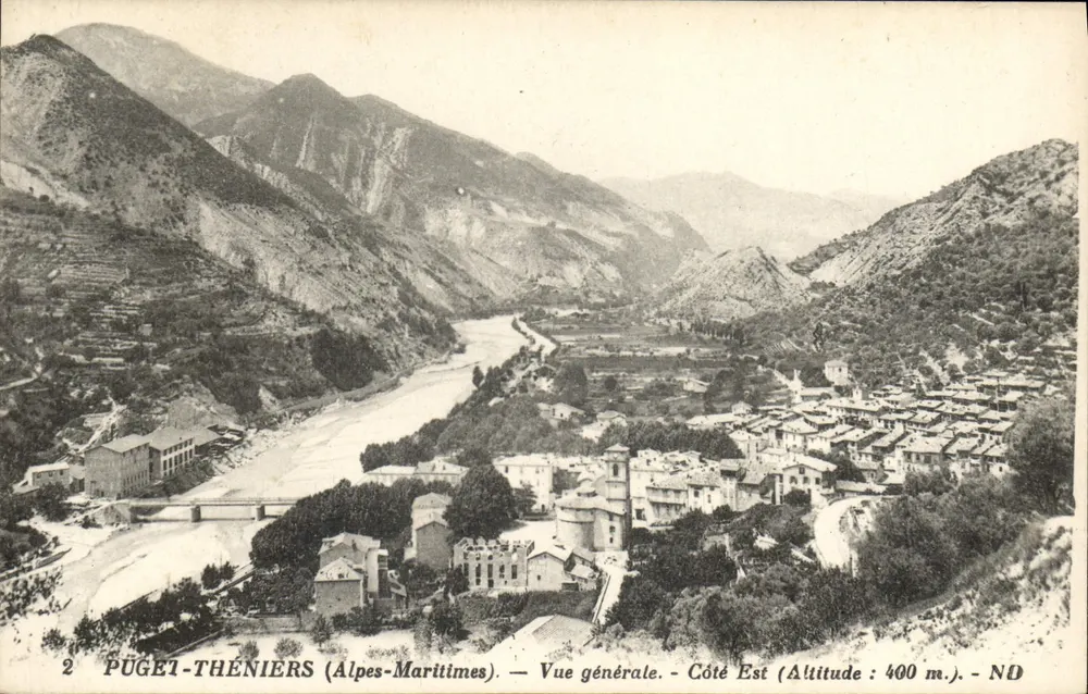 Pugey-Thénières (Alpes-Maritimes) — Vista generale — Lato Est (Altitudine: 400 m.) — ND - Recto