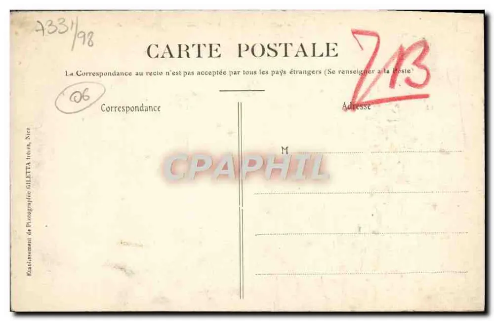 Tal der Vésubie - Roquebillière und Tal von Berthemont (Alpes-Maritimes) — Künstlerische Sammlung, n°1228, Edition Giletta, Nice - Rückseite