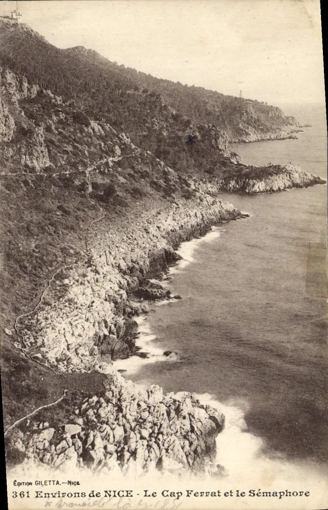 Arredores de NICE - O Cabo Ferrat e o Sémaphore — Edição GILETTA, n° 361 - Frente