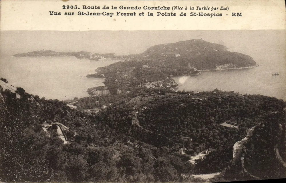 Vista di San Giovanni Capo Fari e Punta di San Ospizio — Strada della Grande Corniche (Nizza a La Turbie via Eze) — RM - Recto