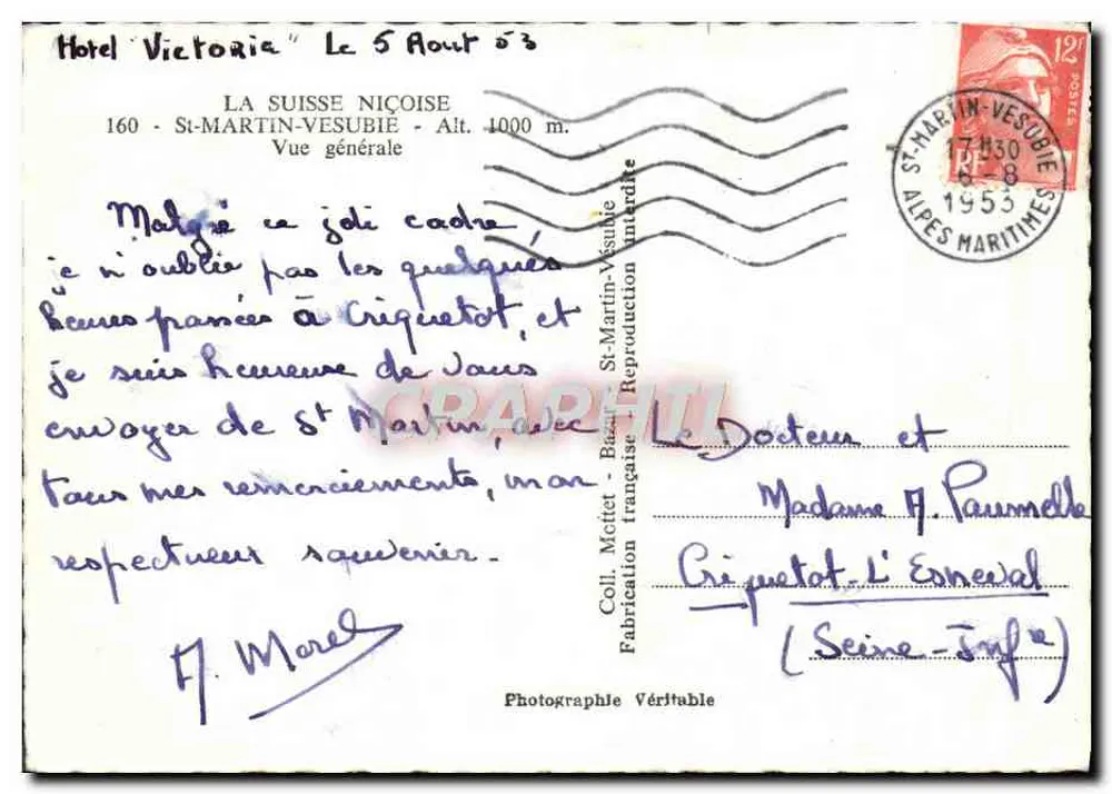 St-Martin-Vésubie — Vista geral — Coll. Mectet - Bazas - Verso