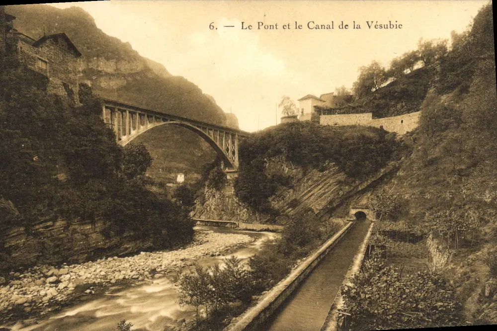 Der Brücke und der Kanal der Vésubie — Edition Gill Pierre, Hôtel du Midi - Vorderseite