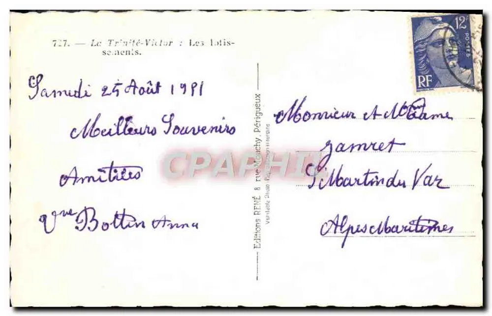 La Trinité-Victor — Os loteamentos — Éditions REMÉ - Verso
